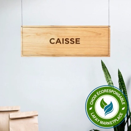 Panneau d'affichage "Caisse" en bois
