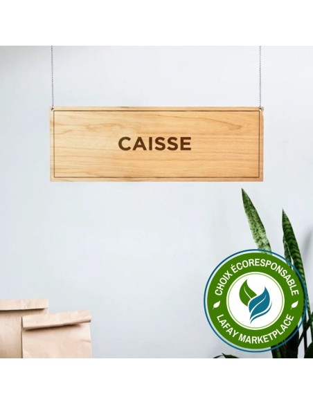 Panneau d'affichage "Caisse" en bois