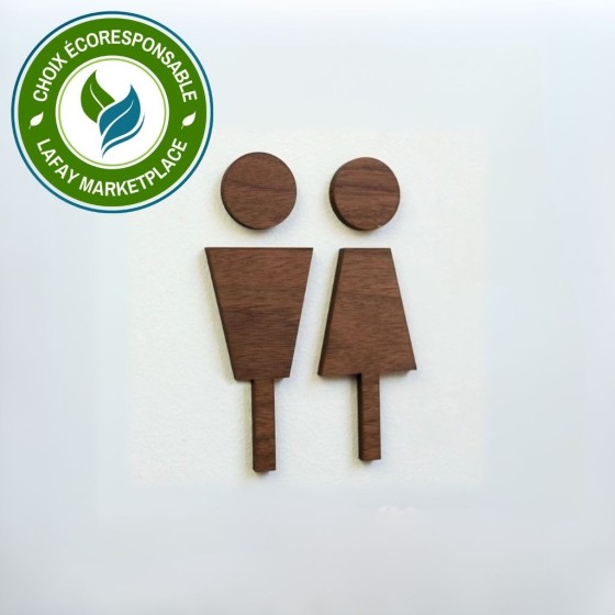plaque de signalétique en bois wc