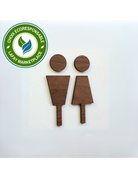 plaque de signalétique en bois wc