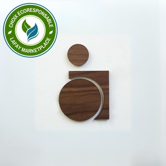 Plaque signalétique WC PMR en bois