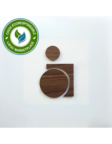 Plaque signalétique WC PMR en bois