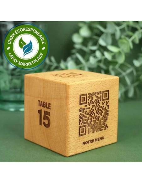 cube QR code en bois