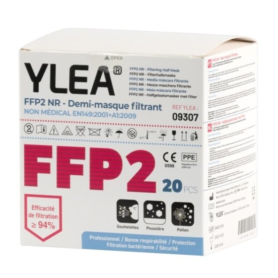 Masques FFP2 YLEA | Filtration Optimale EN149 – Pack de 20