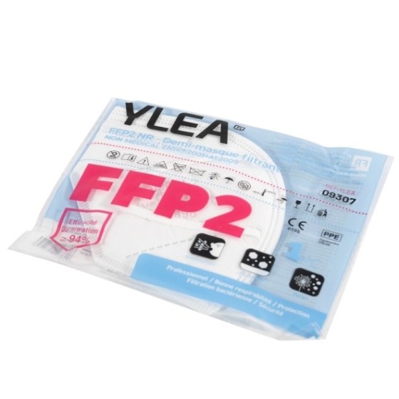 Masques FFP2 YLEA | Filtration Optimale EN149 – Pack de 20