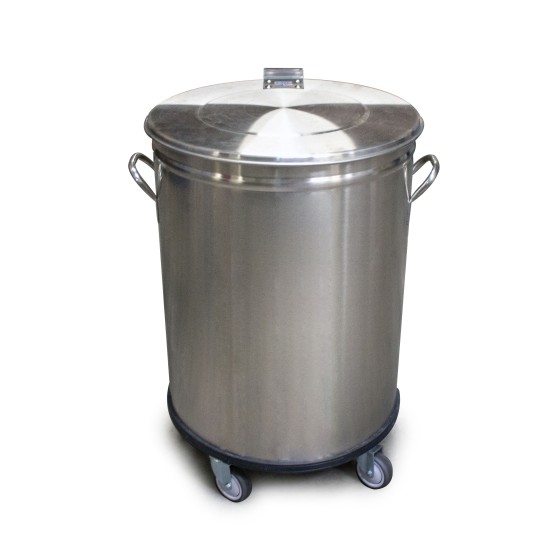 BAC A DECHETS INOX ROULANT, 90 LITRES