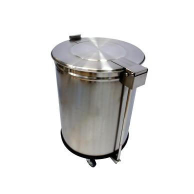BAC A DECHETS 105L INOX ROULANT (2 ROULETTES)