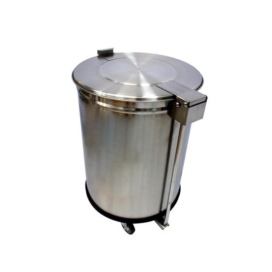 BAC A DECHETS 105L INOX ROULANT (2 ROULETTES)