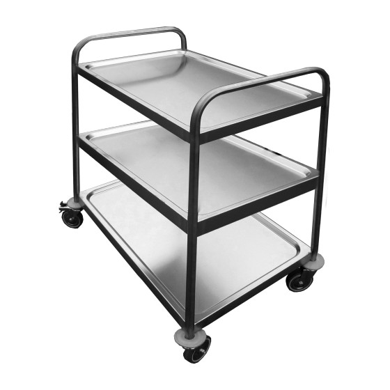 DESSSERTE SOUDEE INOX 304, 3 PLATEAUX 4 ROUES