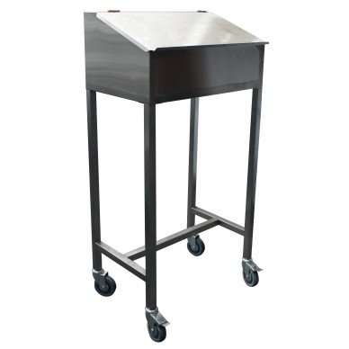 PUPITRE INOX 304, SUR PIETEMENT AVEC ROULETTES