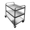 DESSERTE DEMONTABLE INOX 304, 3 PLATEAUX, 4 ROUES