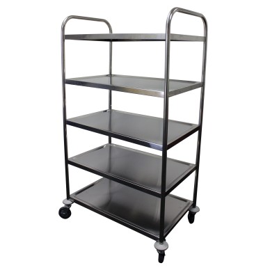 DESSERTE DEMONTABLE INOX , 5 NIVEAUX, 4 ROUES