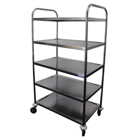 DESSERTE DEMONTABLE INOX , 5 NIVEAUX, 4 ROUES