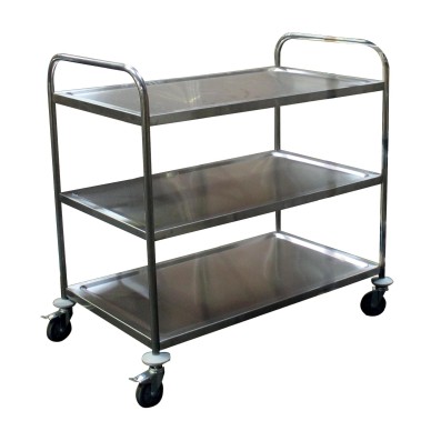 DESSERTE DEMONTABLE INOX 201, 3 NIVEAUX, 4 ROUES