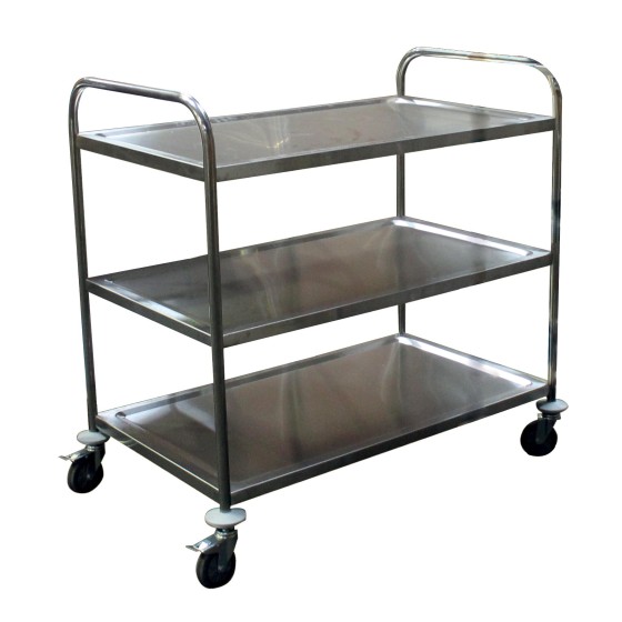 DESSERTE DEMONTABLE INOX 201, 3 NIVEAUX, 4 ROUES