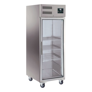 ARMOIRE REFRIGEREE INOX, 1 PORTE VITREE, -18/-22°C