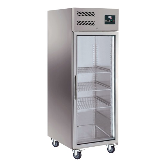 ARMOIRE REFRIGEREE INOX, 1 PORTE VITREE, -18/-22°C
