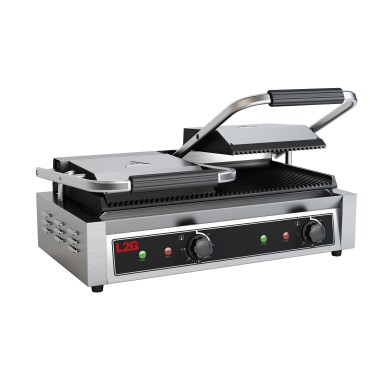 GRILL PANINI DOUBLE RAINURE DESSUS/DESSOUS EN