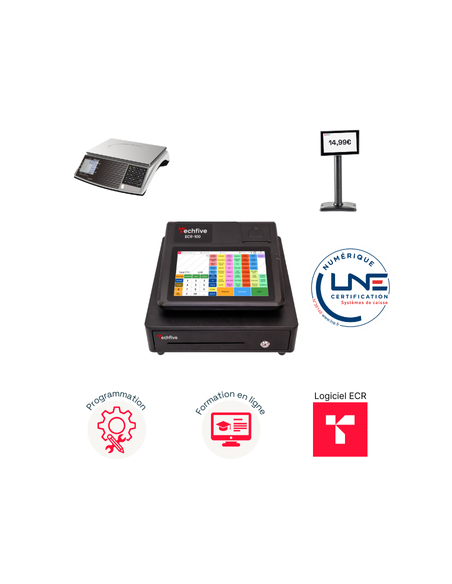 Caisse enregistreuse ECR-100 - balance - douchette - afficheur -programmation et accompagnement à la prise en main 1h