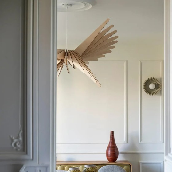 Suspension lumineuse élégante et moderne en bois