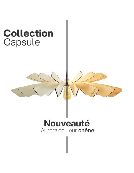 Suspension lumineuse élégante et flamboyante en bois