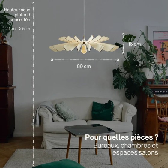 Suspension lumineuse élégante et flamboyante en bois