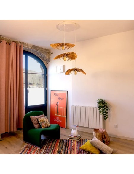 suspension bois à la lumière douce et harmonieuse