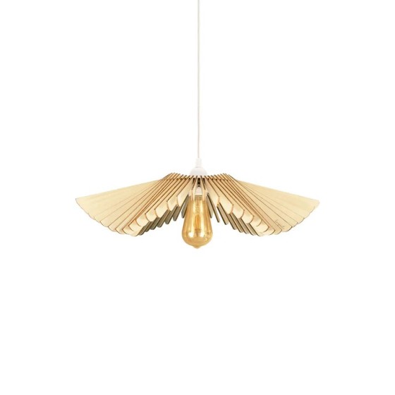 Suspension lumineuse poétique et enveloppante en bois
