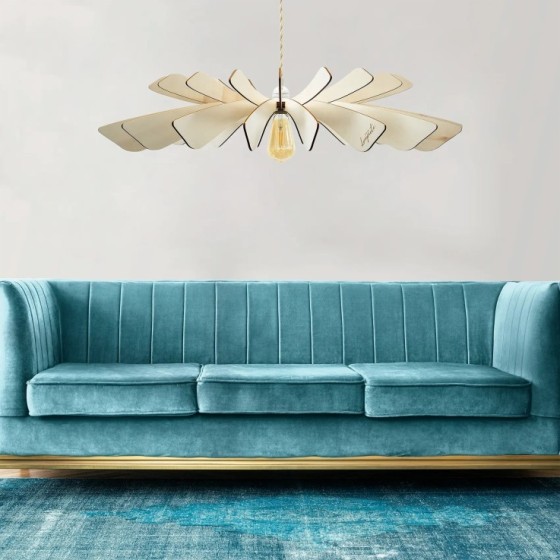 Suspension lumineuse élégante et flamboyante en bois