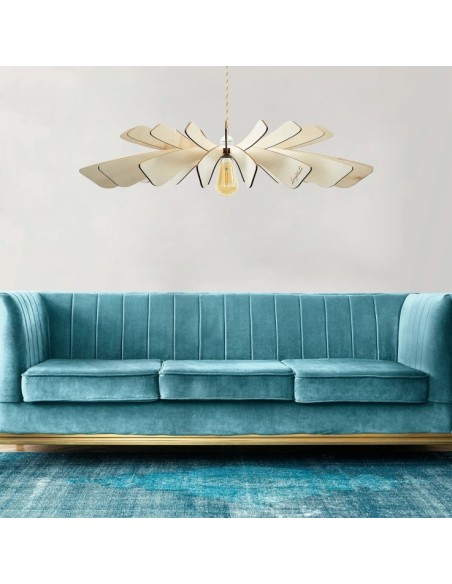 Suspension lumineuse élégante et flamboyante en bois