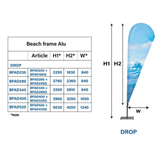 Oriflamme publicitaire aluminium et toile