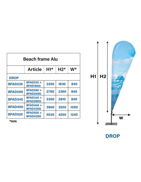 Oriflamme publicitaire aluminium et toile