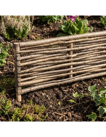 Bordure en noisetier tressé pour extérieur