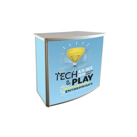 Comptoir d'exposition pour opération de communication à petit budget