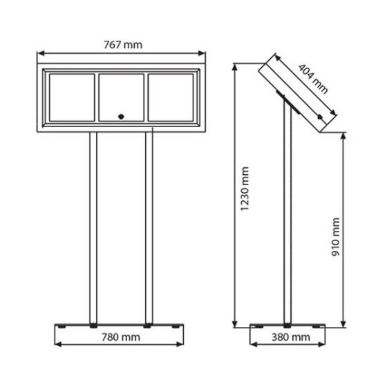 Porte Menu métallique sur pied laqué noir