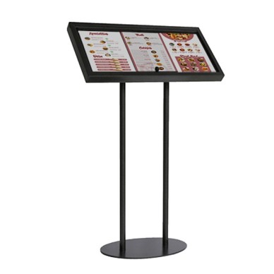 Porte Menu métallique sur pied laqué noir 2