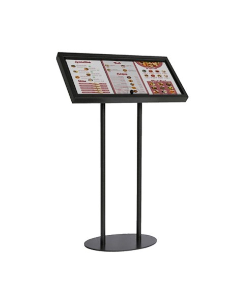 Porte Menu métallique sur pied laqué noir