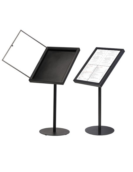 Porte Menu métallique sur pied laqué noir