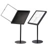 Porte Menu métallique sur pied laqué noir
