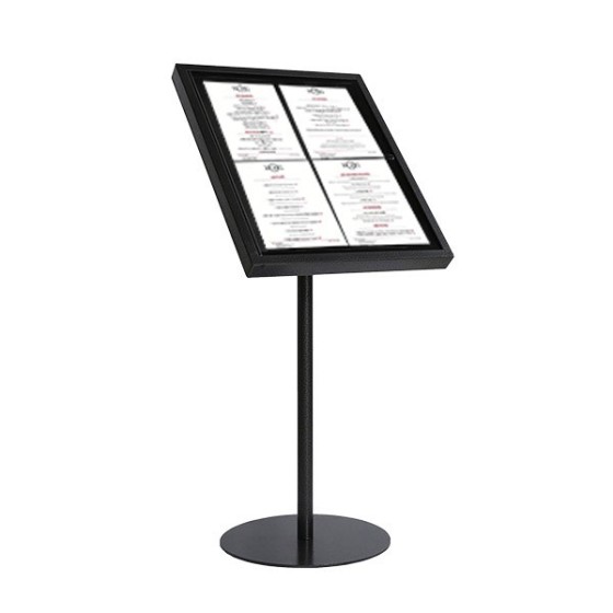 Porte Menu métallique sur pied laqué noir