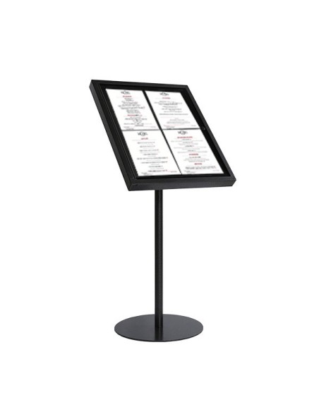 Porte Menu métallique sur pied laqué noir
