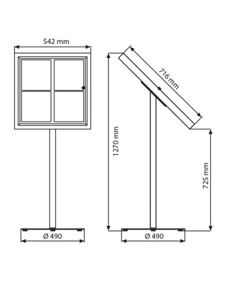 Porte Menu métallique sur pied laqué noir
