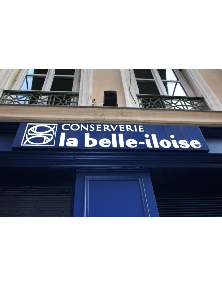 Panneau boîte aluminium lumineux face ajourée et lettres talonnettes