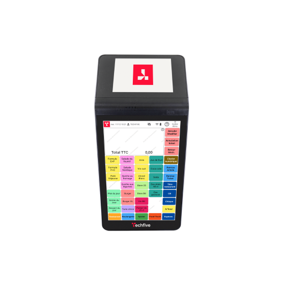 Caisse enregistreuse Techfive avec afficheur client et paiement NFC