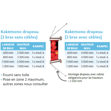 kakemono drapeau en inox non lumineux avec ou sans cables 2