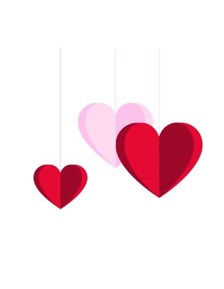 3 panneaux suspendus en forme de cœur - Décoration Saint-Valentin