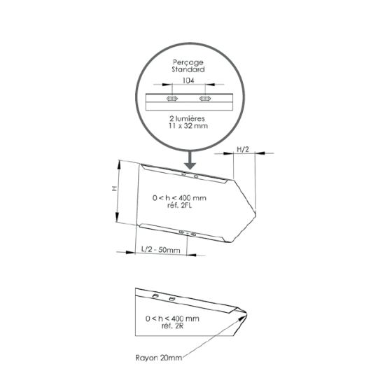panneau plié forme de flèche en aluminium pour fixation sur mat