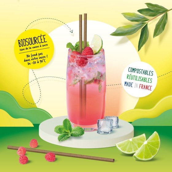 La paille bagasse en canne à sucre qui ne ramollit pas