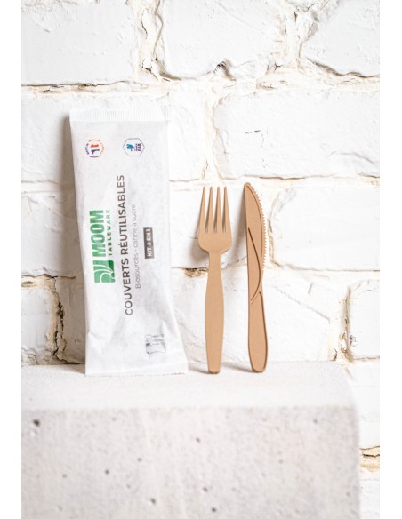 Kit couverts 3 en 1 fourchette couteau serviette Made in France