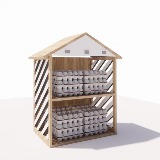 Meuble à œufs en bois – Design cabane en chêne